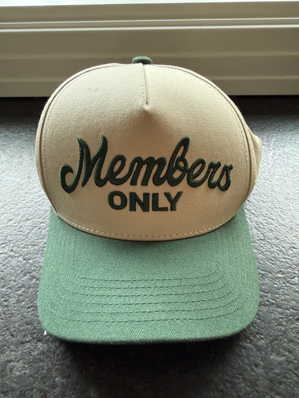 Members Only Two-Tone Green and Tan Baseball Cap